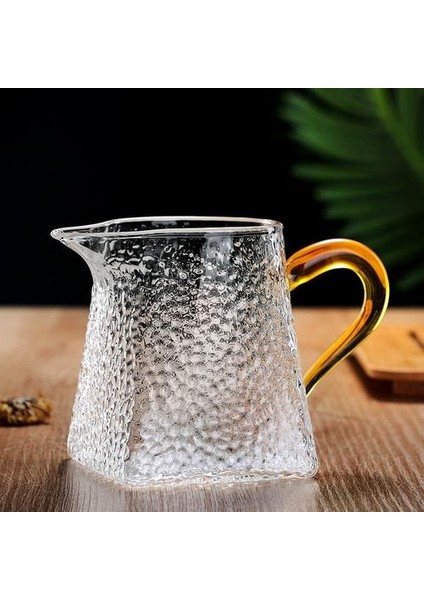 Isıya Dayanıklı Çekiç Doku Cam Çay Sürahisi Yaratıcı Kare Alt Çay Kupası Süt Cam Sürahi Cezve Saç Su Sürahi | Sürahi (Sarı) (Yurt Dışından)