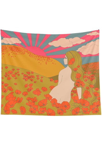 Estetik Goblen Duvar Asılı Gökkuşağı Ev Duvar Dekor Psychedelic Goblen Dekor Oturma Odası Yatak Odası Bohemian Baskı | Dekoratif (Yurt Dışından)