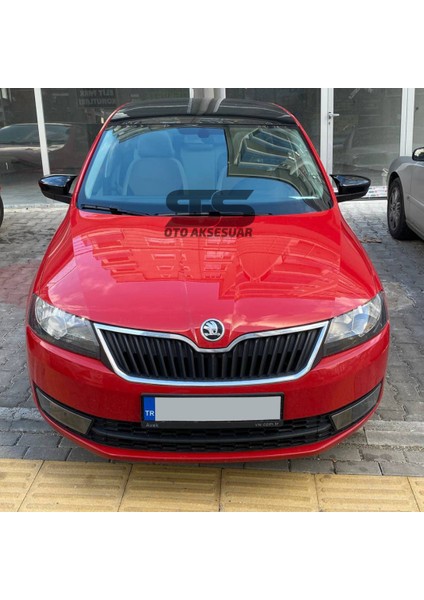 STS Oto Aksesuar Skoda Rapid 2015-2017 Uyumlu Batman Yarasa Ayna Kapağı Piano Black Abs Plastik