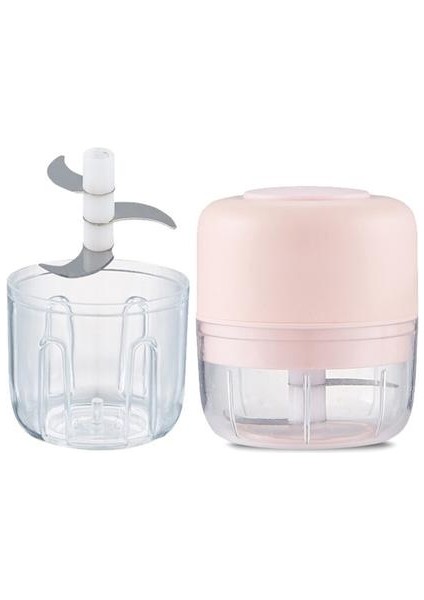 Mutfak Mini Gıda Kıyma Usb Şarj Sarımsak Chopper Öğütücü Gadget Triturador Dealimento Cocina (Pembe, 100ml) (Yurt Dışından)