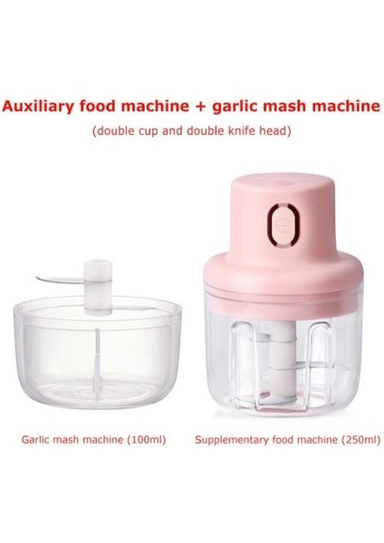 Kablosuz Kıyıcı Ev Elektrik Çok Fonksiyonlu Kıyılmış Tamamlayıcı Gıda Karıştırma Sarımsak Artifact Pişirme Makinesi Presler (Pembe, 250ml) (Yurt Dışından)