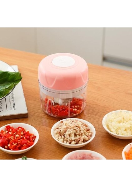 Elektrik Sarımsak Basın Kırıcı Mutfak Pişirme Et Öğütücü Mini Gıda Sebze Kıyıcı Somun Meyve Soğan (Pembe) (Yurt Dışından)