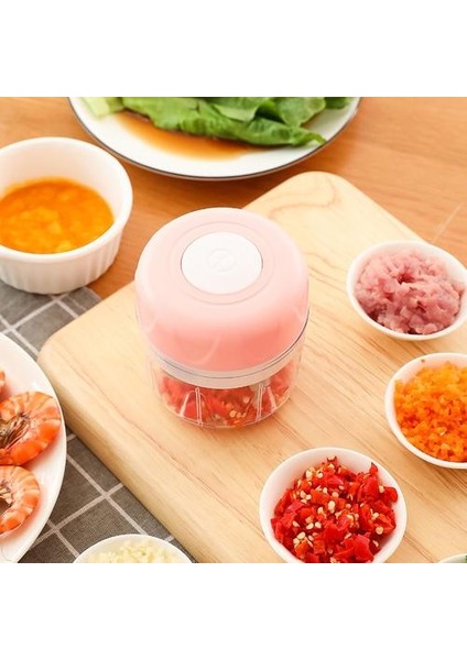 Elektrik Sarımsak Basın Kırıcı Mutfak Pişirme Et Öğütücü Mini Gıda Sebze Kıyıcı Somun Meyve Soğan (Pembe) (Yurt Dışından)