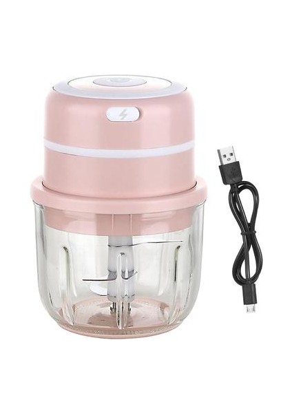 Elektrikli Mini Sarımsak Kıyıcı Gıda Dilimleme Taşınabilir Öğütücü Blender Işlemci 300ml Usb Şarj Edilebilir (Pembe) (Yurt Dışından)