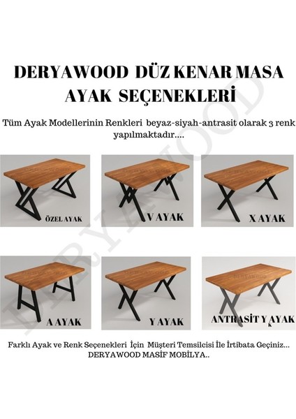 Masif Ahşap Laurus Sulamalı Yemek Masası 70*100 cm