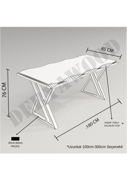 Masif Ahşap Laurus Sulamalı Yemek Masası 70*100 cm