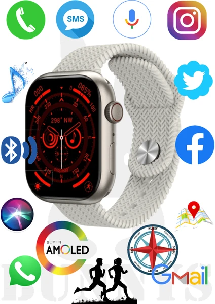 Rabbit Store Philips Uyumlu Akıllı Saat Konuşma Özellikli Watch 9 Pro 45MM Amoled Ekran