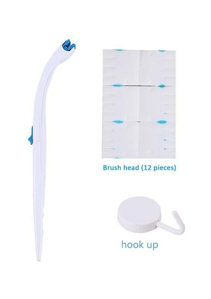 Tek Kullanımlık Tuvalet Temizleyici Fırça Banyo Temizleyici Kolu + Askılı + 12 Cımbız Scrubber Fırça İle Dolum Temizleme Aracı | Tuvalet Fırçası Tutucular (Yurt Dışından)