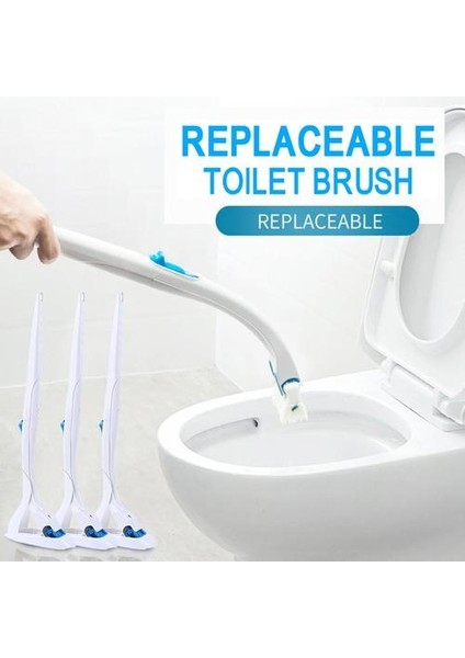 Tek Kullanımlık Tuvalet Temizleyici Fırça Banyo Temizleyici Kolu + Askılı + 12 Cımbız Scrubber Fırça İle Dolum Temizleme Aracı | Tuvalet Fırçası Tutucular (Yurt Dışından)