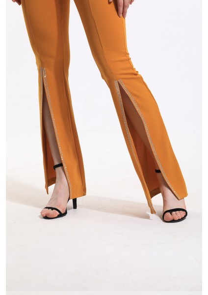 Kemerli Paçaları Taşlı Scuba Krep Abiye Büyük Beden Pantolon | PNT34185 fırsatları