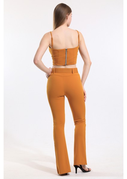 Kemerli Paçaları Taşlı Scuba Krep Abiye Büyük Beden Pantolon | PNT34185 indirimleri