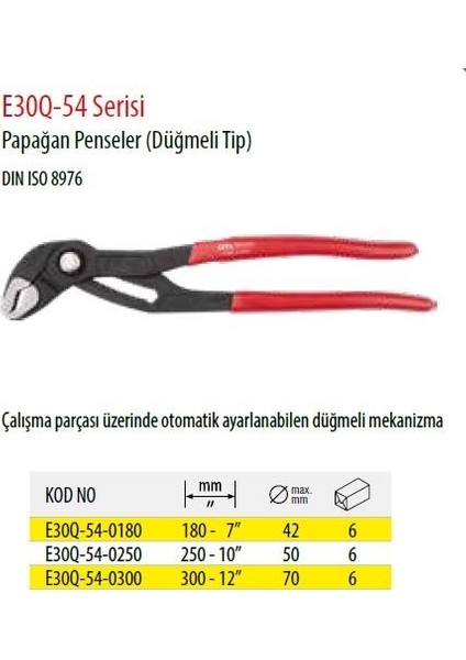 Ceta Form E30Q-54-0180 Papağan Pense (Düğmeli) -180MM / 7"