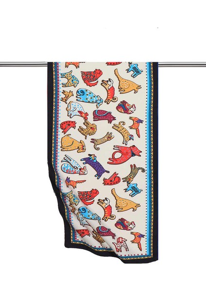 Kırmızı Sarı Desenli Ipeksi Fular