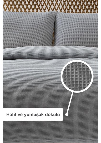 Waffle Çift Kişilik Pike Seti Gri