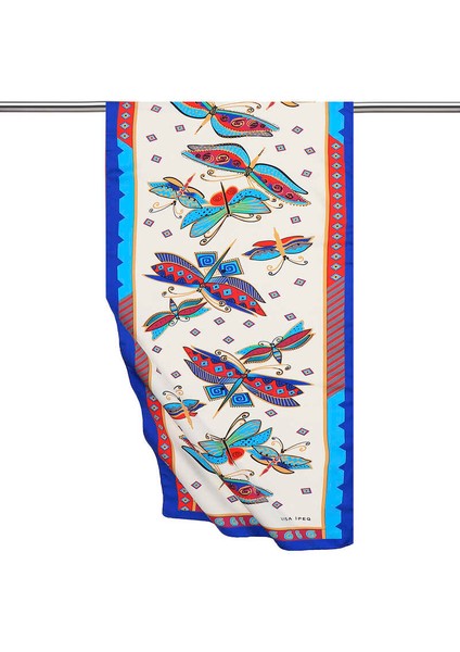 Gri Fuşya Desenli Ipeksi Fular