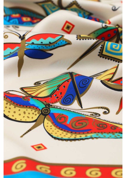 Su Yeşil Kırmızı Desenli Ipeksi Fular modelleri