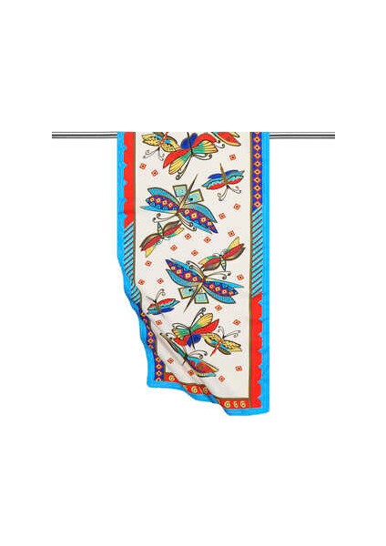 Su Yeşil Kırmızı Desenli Ipeksi Fular indirimleri