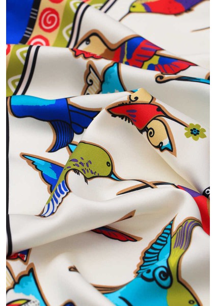 Sarı Yeşil Desenli Ipeksi Fular modelleri