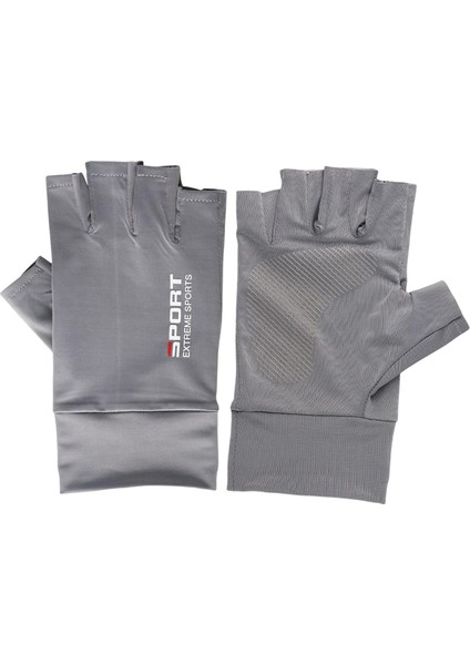 Buz Ipek Güneş Kremi Eldivenler Kaymaz Eldivenler Yarı Gri Için Yarı Parmak Unisex (Yurt Dışından)