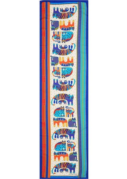 Turkuaz Turuncu Desenli Ipeksi Fular fırsatları