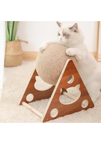 Ahşap Kedi Tırmalamak Topu Kedi Taşlama Pençe Sisal Kedi Tırmalamak Sonrası Tırmalamak Kedi Oyuncak (Yurt Dışından)