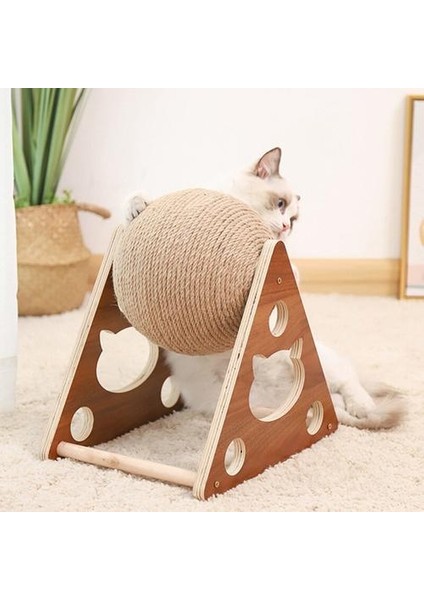 Ahşap Kedi Tırmalamak Topu Kedi Taşlama Pençe Sisal Kedi Tırmalamak Sonrası Tırmalamak Kedi Oyuncak (Yurt Dışından)