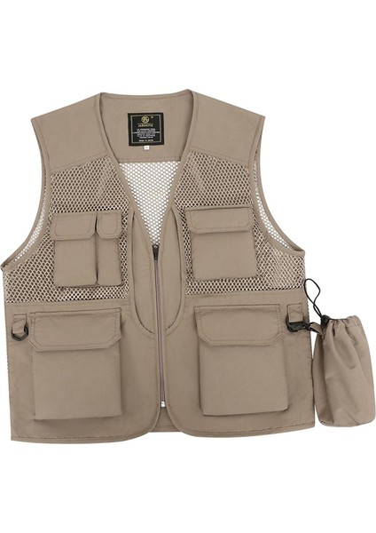 Erkekler Balıkçı Yelek Çok Cep Kampı Için Dış Hava Spor Avı Khaki M (Yurt Dışından)