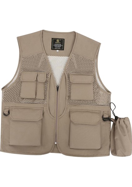 Erkekler Balıkçı Yelek Çok Cep Kampı Için Dış Hava Spor Avı Khaki M (Yurt Dışından)