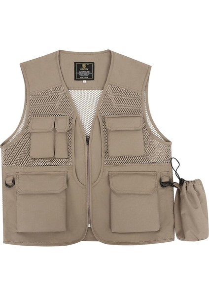 Erkekler Balıkçı Yelek Çok Cep Kampı Için Dış Hava Spor Avı Khaki M (Yurt Dışından)