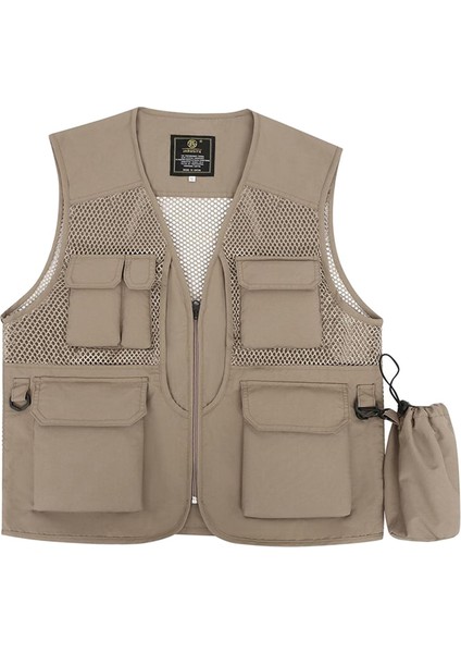Erkekler Balıkçı Yelek Çok Cep Kampı Için Dış Hava Spor Avı Khaki M (Yurt Dışından)