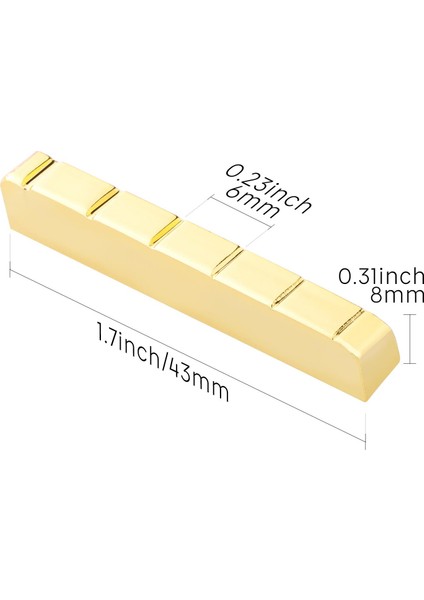 6 Dize 43MM Pirinç Oluklu Somun Elektro Gitar Yedek Parça Onarım Accs (Yurt Dışından)