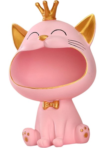 Cat Reçine Heykeli Heykelcik Heykelleri Masaüstü Decors Saklama Kutusu Dolabı Ev Pembe (Yurt Dışından) indirimleri
