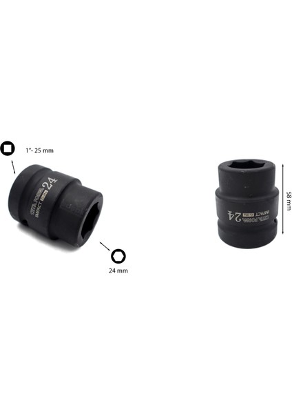 24 mm 1” 6 Köşe Havalı Lokma Anahtar C82-H24