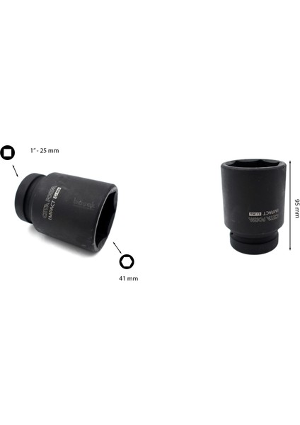 41 mm 1” 6 Köşe Derin Havalı Lokma Anahtar C84-H41