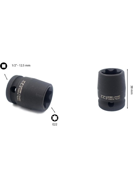 E22 1/2” Dişi Torx Havalı Lokma Anahtar C66-E22