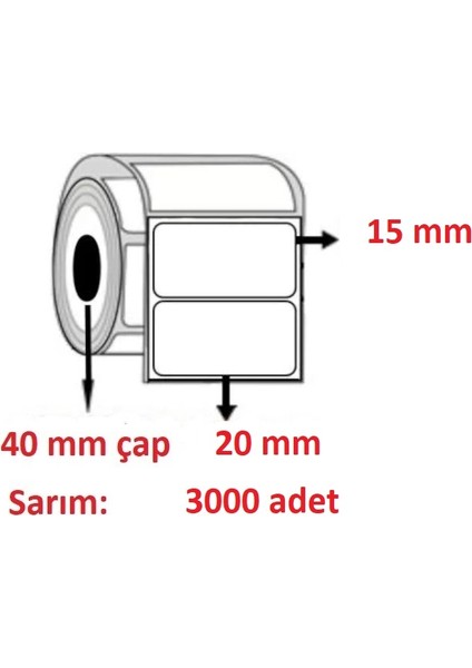 Özsaraç Etiket 15X20 Eco Termal Etiket (3000 Lü)