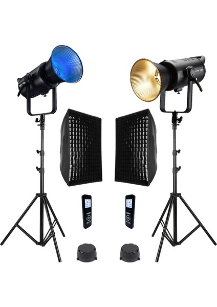 EXC-180RGB-II Rgb LED Video Işığı 2'li Full Set (Gridli 60X90 Octa Softbox + 260 cm Kalın Işık Ayağı)