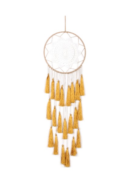 Makrome Bohemian Goblen Duvar Asılı El Dokuma Püskül Dekor Yatak Odası Arka Plan Ev Dekorasyonu Dream Catcher Nordic Renk | Dekoratif (Sarı) (Yurt Dışından)