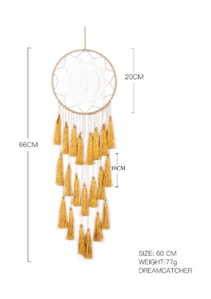 Makrome Bohemian Goblen Duvar Asılı El Dokuma Püskül Dekor Yatak Odası Arka Plan Ev Dekorasyonu Dream Catcher Nordic Renk | Dekoratif (Sarı) (Yurt Dışından)