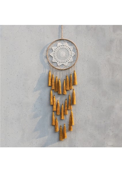 Makrome Bohemian Goblen Duvar Asılı El Dokuma Püskül Dekor Yatak Odası Arka Plan Ev Dekorasyonu Dream Catcher Nordic Renk | Dekoratif (Sarı) (Yurt Dışından)