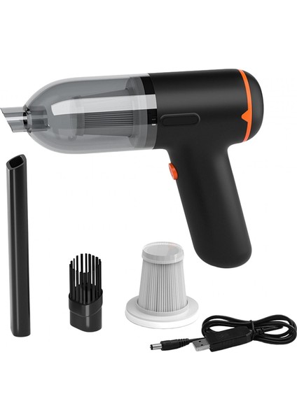 Taşınabilir Araba Vakum Duster Güçlü Emme USB Araba Çekyesi Siyah ve Turuncu Için Şarj Edilebilir (Yurt Dışından)