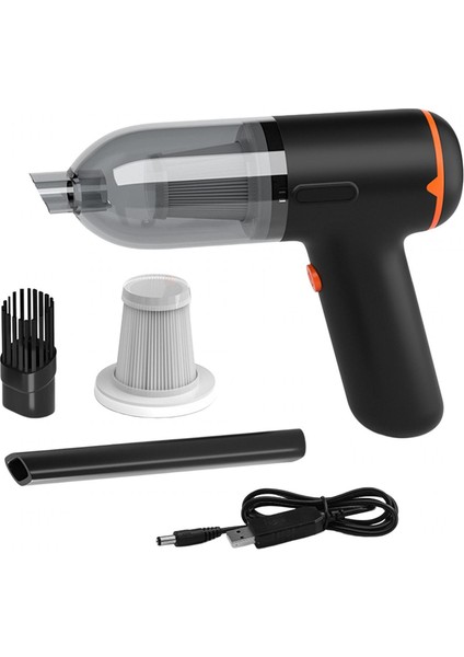 Taşınabilir Araba Vakum Duster Güçlü Emme USB Araba Çekyesi Siyah ve Turuncu Için Şarj Edilebilir (Yurt Dışından)