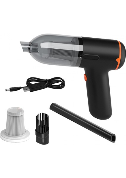 Taşınabilir Araba Vakum Duster Güçlü Emme USB Araba Çekyesi Siyah ve Turuncu Için Şarj Edilebilir (Yurt Dışından)