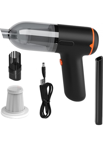 Taşınabilir Araba Vakum Duster Güçlü Emme USB Araba Çekyesi Siyah ve Turuncu Için Şarj Edilebilir (Yurt Dışından)