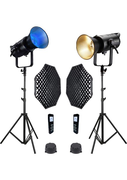 EXC-180RGB-II Rgb LED Video Işığı 2'li Full Set (Gridli 95CM Octagon + 260 cm Kalın Işık Ayağı)