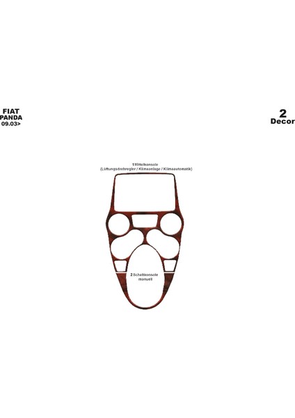 Meriç® Fiat Panda Ön Torpido Kaplama Maun 2 Parça 2003-2009