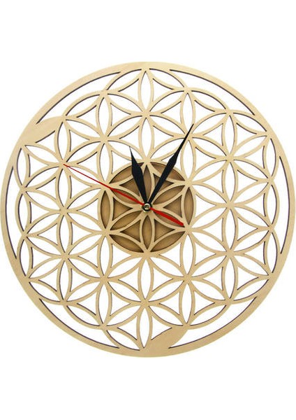 Çiçek Hayat Kiralık Yüzükler Geometrik Ahşap Duvar Saati Kutsal Geometri Lazer Kesim Saat Izle Eve Yükleme Oda Dekor | Duvar Saatleri (Yurt Dışından)