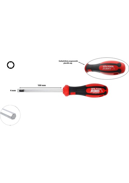 4 mm Allen Uçlu Tornavida F22-040-100
