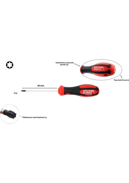 T15 x 80 mm Torx Tornavida F18-015-080 fiyatları