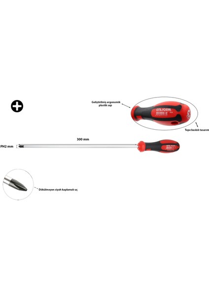 Ph2 x 300 mm Ekstra Uzun Yıldız Tornavida F14-002-300 fiyatları